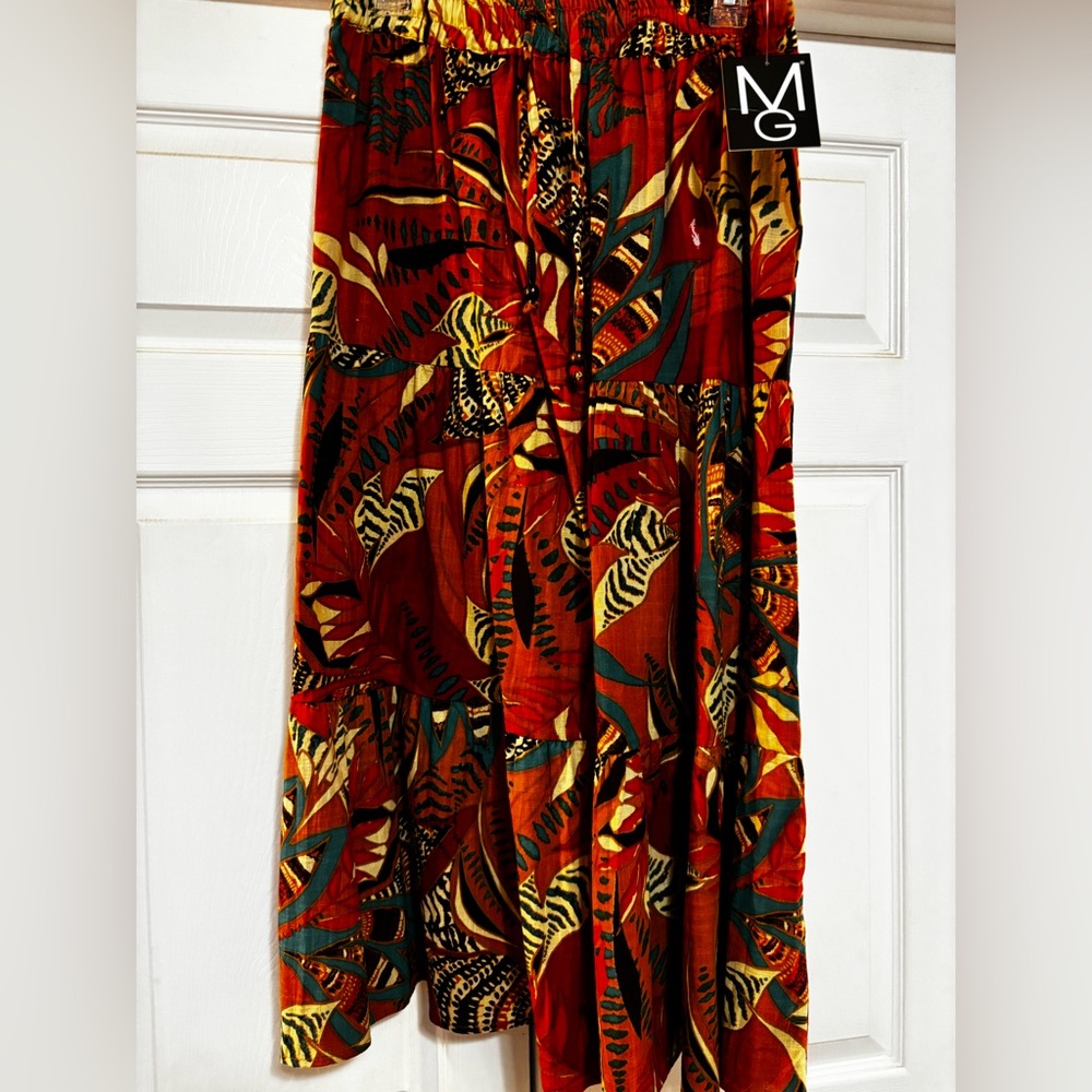 Boho Tropical Print Maxi Skirt large